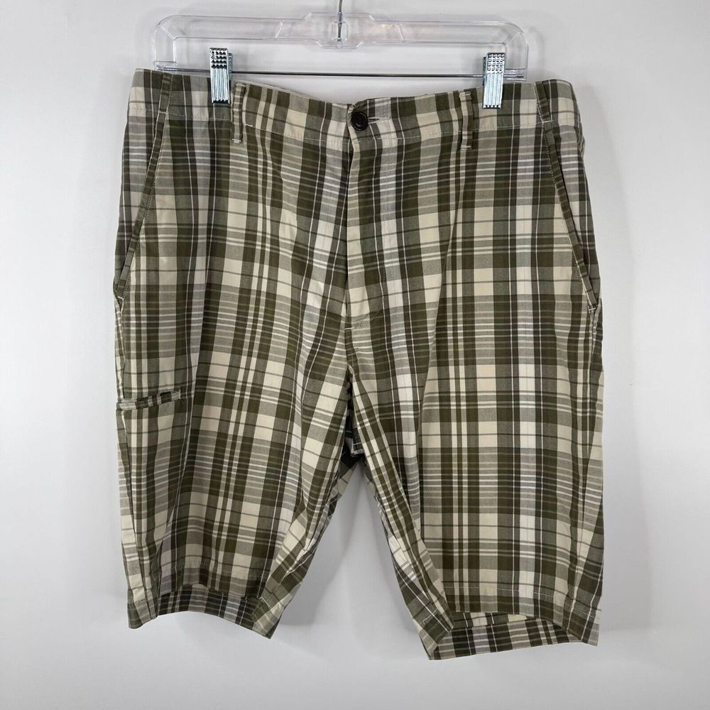 Dockers Mens Shorts Size 32‎ Back Pockets Green Beige Golf Plaid